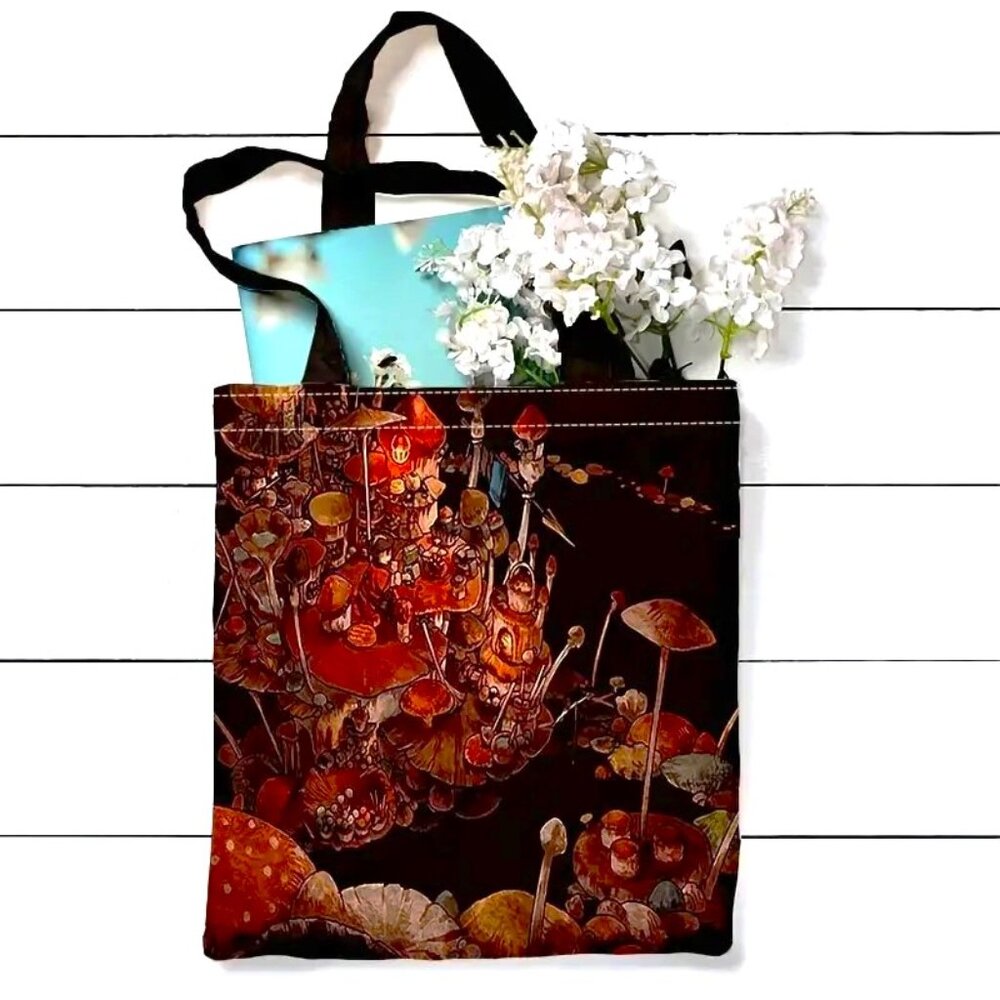 Tote Bag Mushrooms Purse Book Weekend Beach Laptop Pouch Travel Storage Trendy